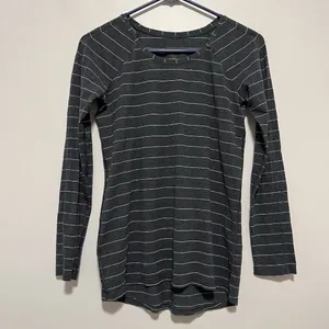 Lululemon Emerald‎ Long Sleeve Short Serve Stripe Heathered Black White thumbnail 3