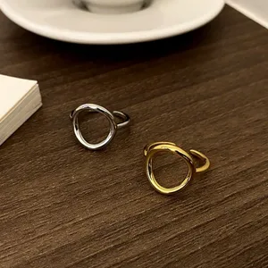 NEW Women's Solid Circle Ring Adjustable Gold‎ Plated S925 thumbnail 7