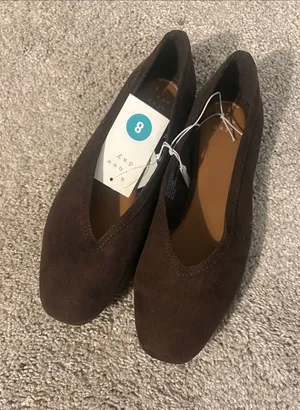 Ardene Dark Brown Suede Slip-On Ballet Flats thumbnail 1
