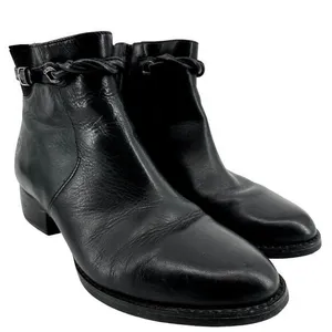 Ariat Braided Ankle Bootie Heeled Almond Toe Soft Leather Side Zip Black 8 thumbnail 1