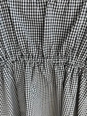 Japanese Gingham Bow Front Midi Dress Black White Size M thumbnail 7
