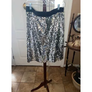 Women's Vince Camuto Sequin Skirt Size 14 Silver thumbnail 6
