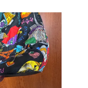 VTG 1991 Nicole Miller Paris France French‎ Themed 100% Silk Tote Bag Leather thumbnail 15