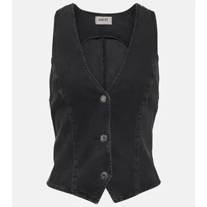 Agolde Heller Sleeveless Black Denim Button Front Structured Vest Spider XS thumbnail 5