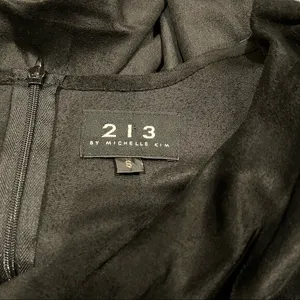213 by Michelle Kim Black Faux Suede Black Dress Size Small S Cowl‎ Neck thumbnail 3