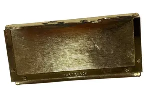 Tory Burch Gold Metallic Leather Cosmetic Case 7" X 3" Rectangular Design 2s thumbnail 1