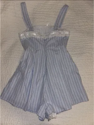Striped Boutique Romper Blue White thumbnail 2