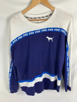 VS Pink Blue White Sweatshirt Size Medium thumbnail 1