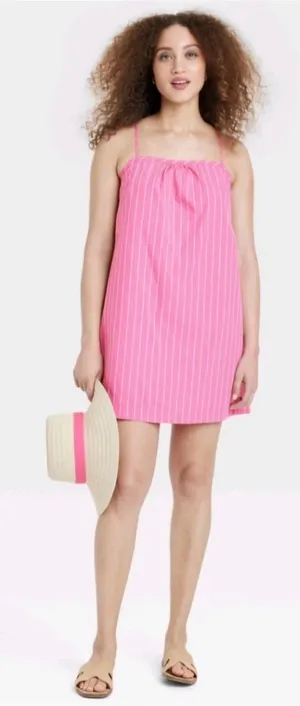 A New Day Sleeveless Shift Mini‎ Dress pin Striped Pink White Size medium thumbnail 1