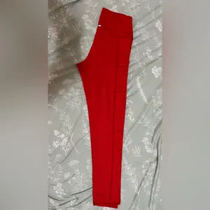 Aerie Vibrant Red Leggings Sz L thumbnail 9