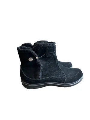 Keds Essentials Women's 8.5 Black Suede Ankle Boots Zip Button Lined Used thumbnail 2
