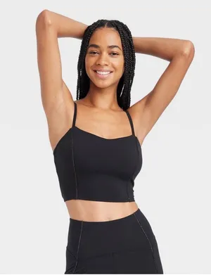 Joylab Longline Bra With Metallic Corset Detail Black XS NEW thumbnail 1