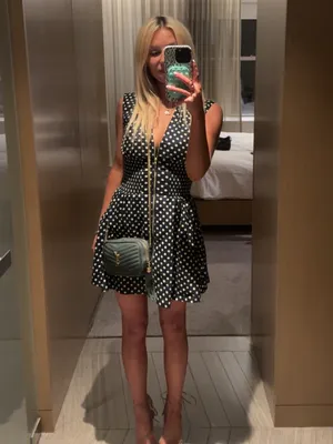 Anthropologie Tommie Cap sleeve Navy and Yellow Polka Dot Zip-Front Mini Dress thumbnail 9