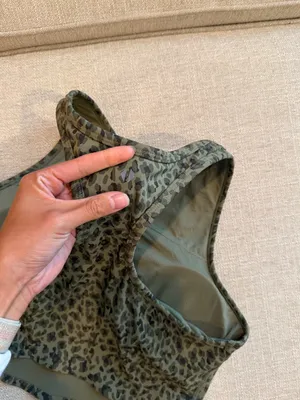 Tavi Active Long Line Bra Size Large Olive Leopard Built in Bra Green thumbnail 5