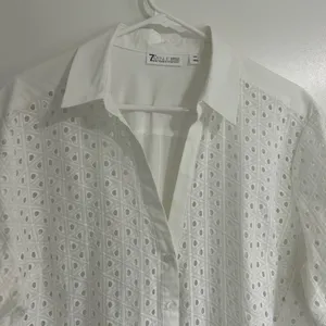 White Short Sleeve Notched Collar Button Down Shirt Size XXL thumbnail 4