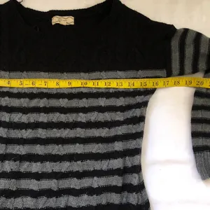 2000s Gothic Emo Punk Whimsygoth Grey black striped sweater dress long sleeve-S Measurement in pics thumbnail 5