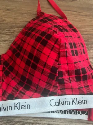 Calvin Klein Icon Cotton Modal Lightly Lined Triangle Buffalo Plaid Bralette thumbnail 2