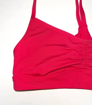 Athleta Hot Pink Ruched Keyhole Back Unlined Sports Bra thumbnail 2