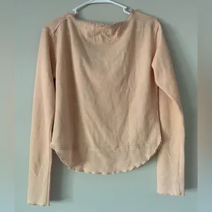 We The Free People Pink Cecelia Coquette Henley Bow Long Sleeve Top Size Large thumbnail 3