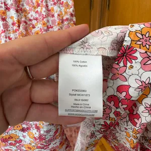 ModCloth Midi Dress Womens S Pink Orange Floral Tiered Cotton Puff Sleeve Pocket thumbnail 4