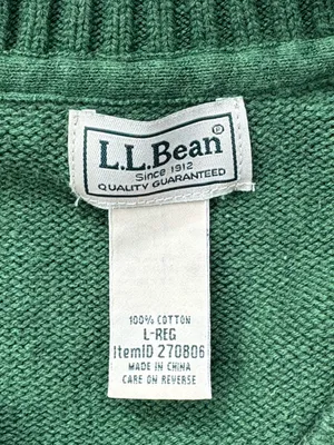 L.L. Bean Knit V Neck Sweater Green Large thumbnail 2