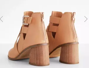 DV by Dolce Vita Drako Strapy Ankle Boots 8 Tan Booties Stacked Heel Vegan thumbnail 5