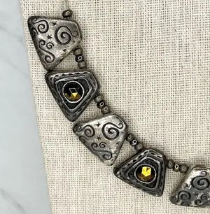 Chico's Silver Tone Wire Rhinestone Bib Necklace thumbnail 3