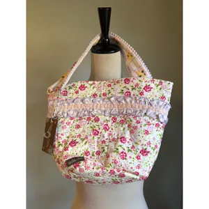 Matilda Jane Floral Quilted Tote Bag Ruffle Purple Gingham Cottagecore NWT retro thumbnail 2