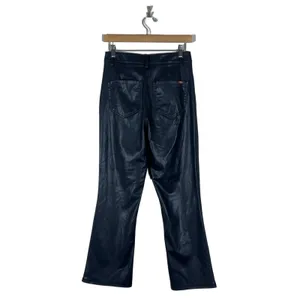 Zara Faux Leather Solid Flared Pants Black Edgy High Rise Trousers Size 4 thumbnail 3