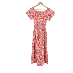 Universal Threads Red White Floral Cotton Midi Dress Back Cutout Womens XS thumbnail 4