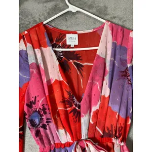 Misa Kaia Bell-Sleeve Chiffon Mini DressPlunge Neck Boho Chich Statement XS thumbnail 2