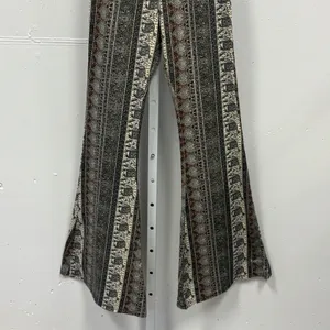 Windsor Elephant Paisley Print Flare Leg Boho Pants Brown Black Small EP7647 thumbnail 4