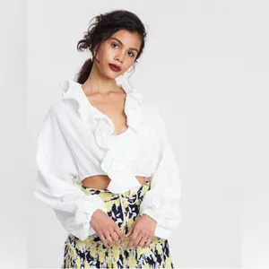 C/meo Collective Distinct Long Sleeve Ruffle Crop Blouse Top Size Small Preowned thumbnail 11