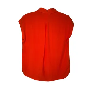 Mango MNG Orange Red Lyocell Sleeveless Shirt Womens XS Collar Button Pocket NWT thumbnail 10