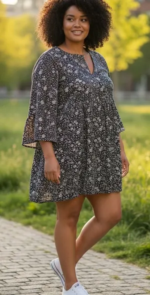 Old Navy Black Floral Babydoll Mini Dress thumbnail 1