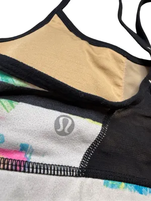 🌈 Lululemon Strappy‎ Sports Bra Size 6 Watercolor Stripe Yoga Workout Bra 🌈 thumbnail 5