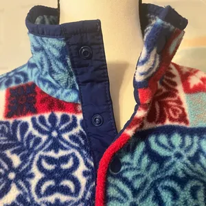 Patagonia Synchilla Snap-T Fleece Pullover XXS Patchwork Print Red Blue Vintage thumbnail 5