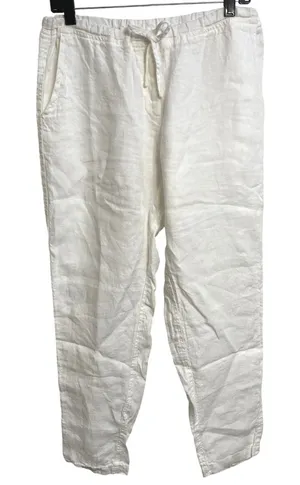 CP Shades Hampton White 100% Linen Drawstring Pull On Pants Size M Coastal Boho thumbnail 1