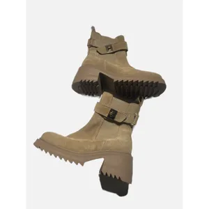 Steve Madden Suede Ankle Boots Womens 6.5 Tan Lug Sole Chunky Heel Turn-Lock Edg thumbnail 5