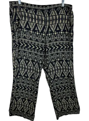 BCX Black‎ Tan Patterned Lightweight Elastic Waist Straight Leg Pants Size XL thumbnail 1