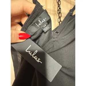 NWT Lulus Sultry Strut Black Mesh Bustier Sleeveless Wide-Leg Jumpsuit Size XS thumbnail 7