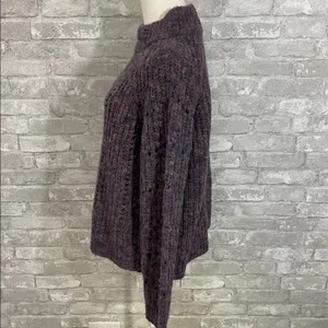 Madewell Pointelle Mockneck Chunky Knit Sweater in Heathered Eggplant thumbnail 4