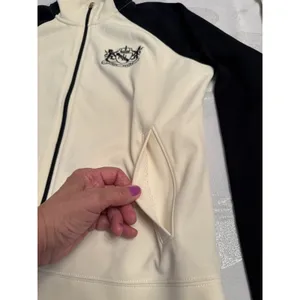 Lauren Ralph Lauren Zip Up Jacket Crest Cream Black Women's Large Ivory thumbnail 7