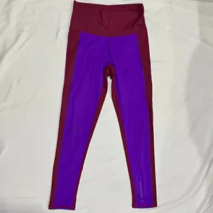 Terez New York Purple Burgundy Colorblock Leggings Crop Top Set M thumbnail 6