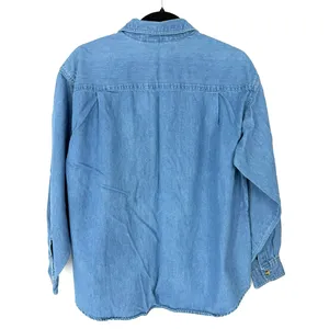 Vintage 90's denim shirt M crochet lace jean button up shirt top Western cowgirl thumbnail 6