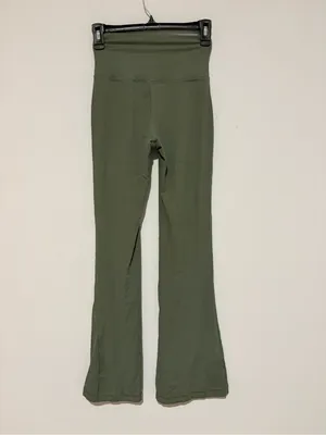 Pink Lily High Waisted Wide Leg Flare Leggings Olive Green medium thumbnail 2