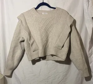 Aritzia Babaton Seek Sweater Cream Cable Knit Sweater thumbnail 1