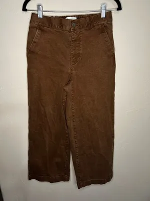 Oak‎ + Fort Chocolate Brown Wide Leg High Rise Crop Pants thumbnail 2