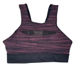 Lululemon Invigorate‎ Bra High Neck Space Dye Burgundy Black LW2AKPS Size 8 thumbnail 1