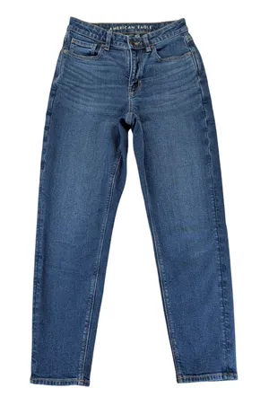 American Eagle Mom Jeans Womens 2 Regular Blue High Rise‎ Tapered Stretch Denim thumbnail 1